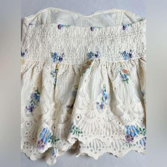 QuietStorm Jodie Strapless Embroidered Top with Sweetheart Neckline in Floral - Picture 7 of 10